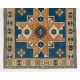 Blue and Red Color, Vintage Hand Knotted Turkish Rug with Medallion Design Blue and Red Color, Vintage Hand Knotted Turkish Rug with Medallion Design