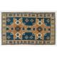 Blue and Red Color, Vintage Hand Knotted Turkish Rug with Medallion Design Blue and Red Color, Vintage Hand Knotted Turkish Rug with Medallion Design
