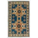 Blue and Red Color, Vintage Hand Knotted Turkish Rug with Medallion Design Blue and Red Color, Vintage Hand Knotted Turkish Rug with Medallion Design