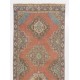 Vintage Hand-Knotted Oushak Runner. Unique Wool Hallway Carpet