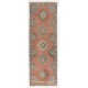 Vintage Hand-Knotted Oushak Runner. Unique Wool Hallway Carpet