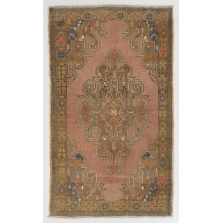 Vintage Hand-knotted Turkish Village Rug. Wool Carpet in Soft Colors