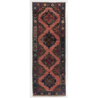 Magnificent Vintage Turkish Runner Rug. Hand-Made Wool Carpet for Hallway