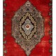 Unique Vintage Turkish Village Rug. Wool Handknotted Carpet