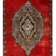 One of a Kind Vintage Turkish Village Rug. Wool Handknotted Carpet