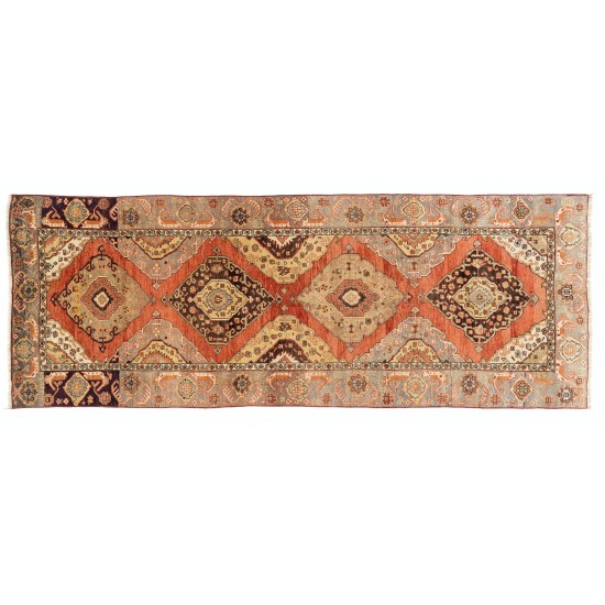 Antique Hand-Knotted Anatolian Oushak Runner Rug. One of a kind Wool Carpet Antique Hand-Knotted Anatolian Oushak Runner Rug. One of a kind Wool Carpet