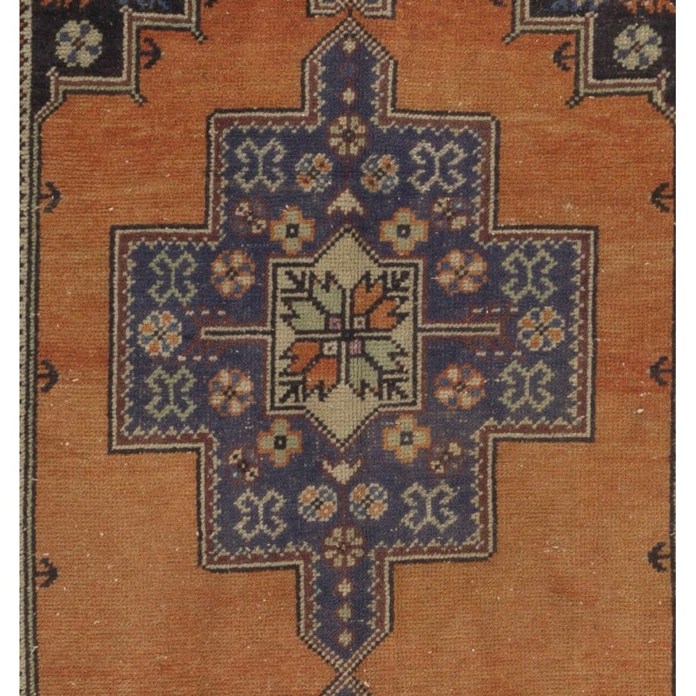 Vintage Hand Knotted Turkish Area Rug with Wool Pile