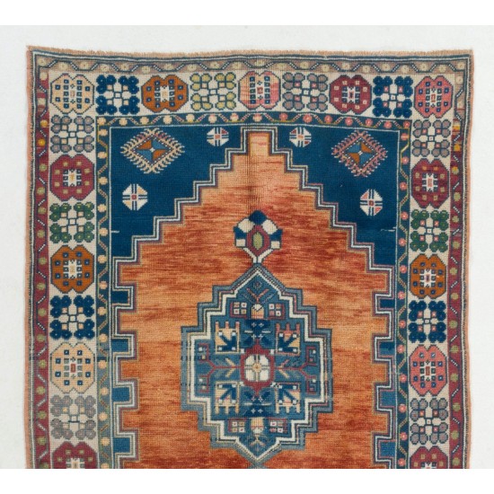Vintage Central Anatolian Village Area Rug. Hand Knotted Wool Carpet