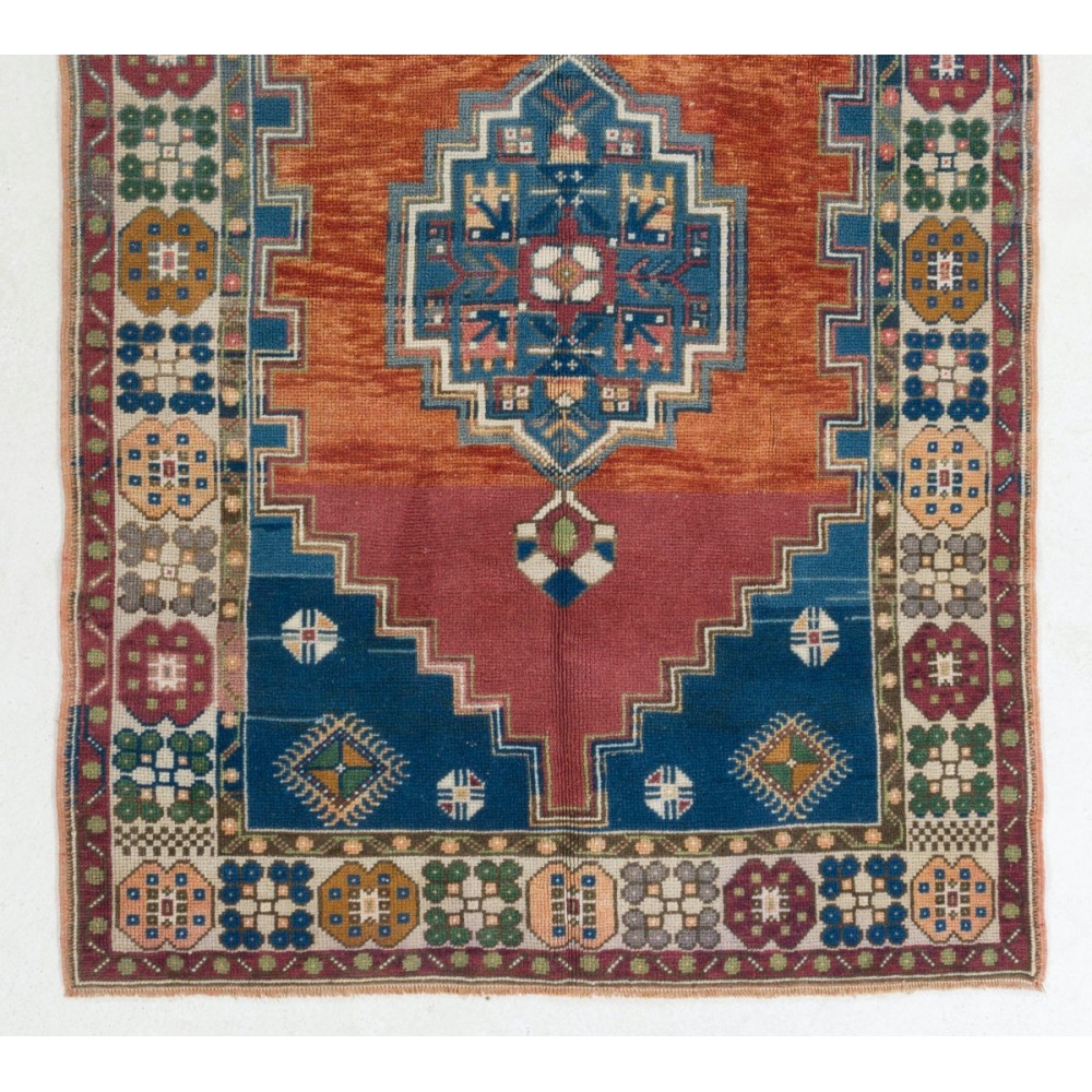 Vintage Central Anatolian Village Area Rug. Hand Knotted Wool Carpet