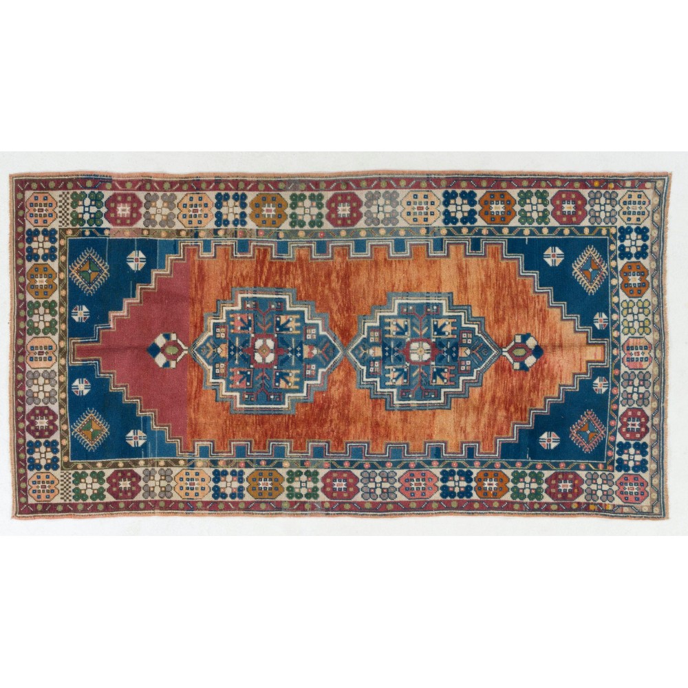 Vintage Central Anatolian Village Area Rug. Hand Knotted Wool Carpet