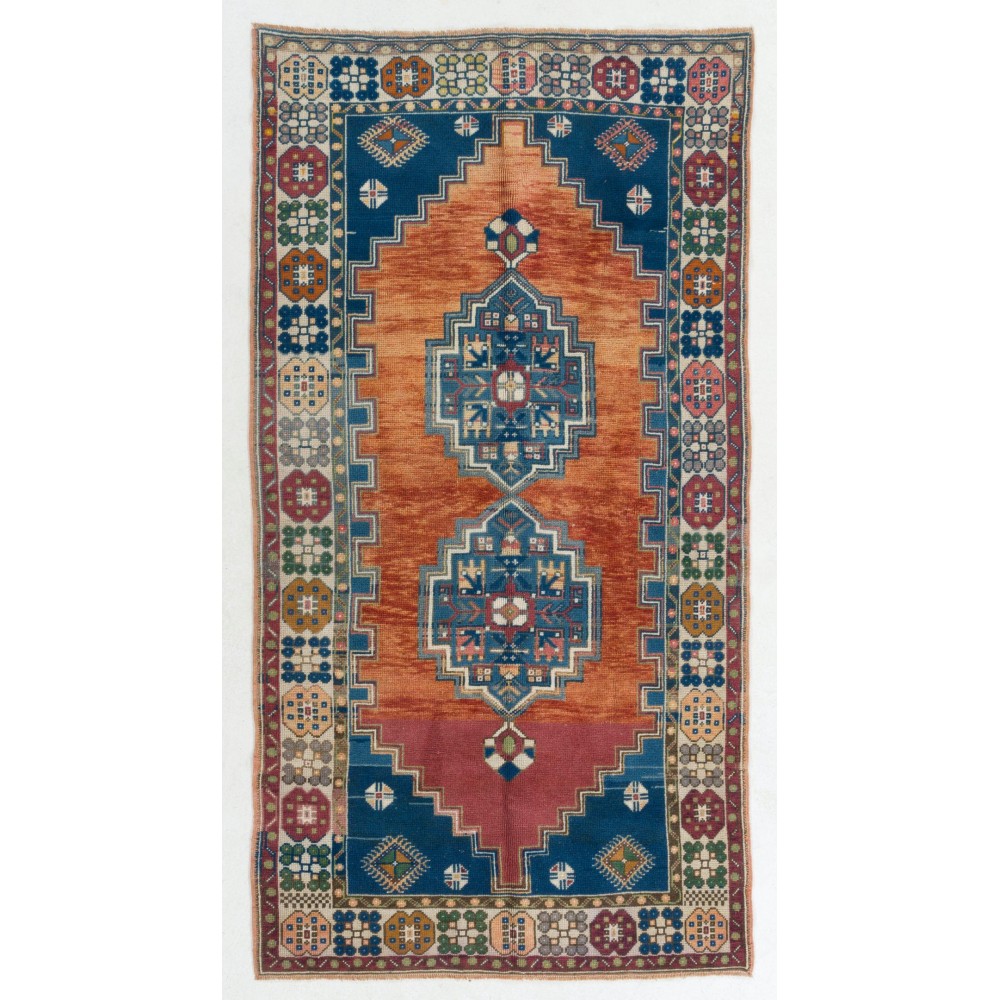 Vintage Central Anatolian Village Area Rug. Hand Knotted Wool Carpet