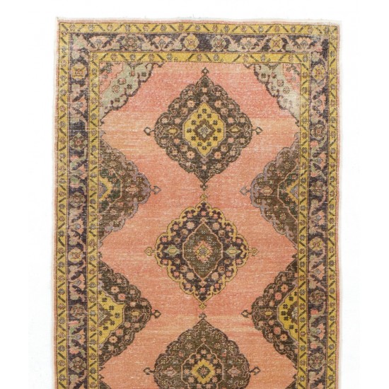 Mid-Century Handmade Anatolian Runner Rug, Ideal for Home and Office