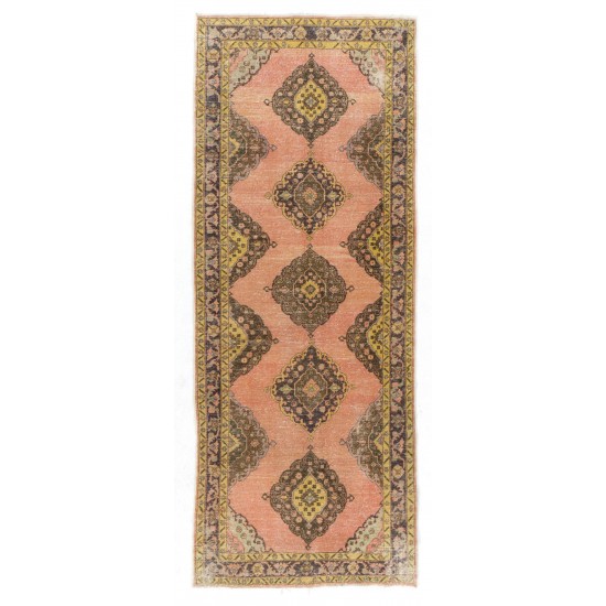 Mid-Century Handmade Anatolian Runner Rug, Ideal for Home and Office