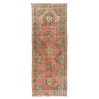 Authentic Turkish Runner Rug, Handmade Vintage Wool Carpet for Hallway decor