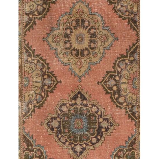 Vintage Central Anatolian Runner. Traditional Hand-Knotted Wool Rug for Hallway decor