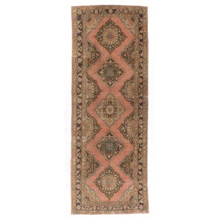Vintage Anatolian Runner Carpet. Traditional Hand-Knotted Wool Rug for Hallway decor