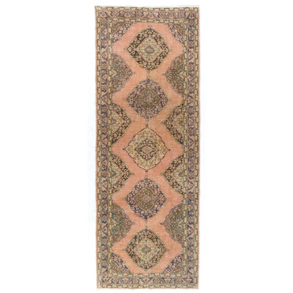 Handmade Vintage Turkish Tribal Runner Rug for Hallway Decor