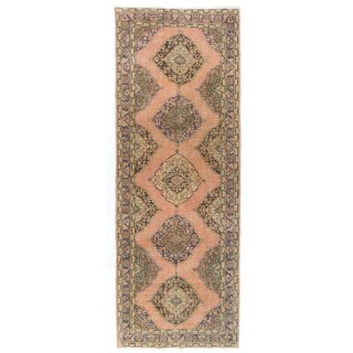 Handmade Vintage Turkish Tribal Runner Rug for Hallway Decor