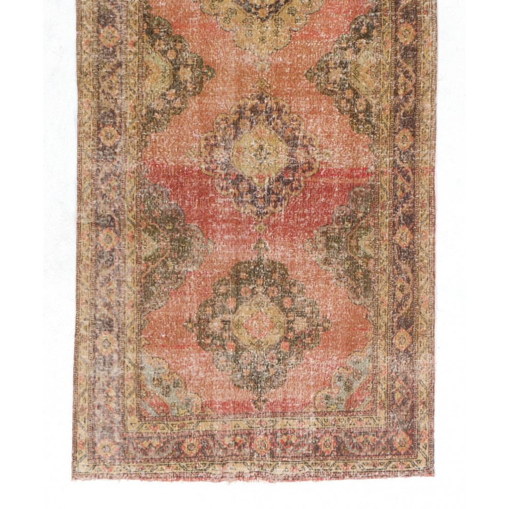 Handmade Vintage Turkish Village Runner Rug for Hallway