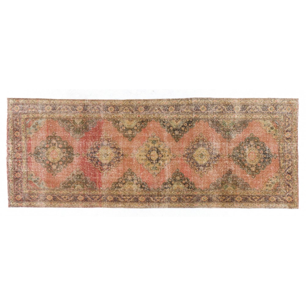Handmade Vintage Turkish Village Runner Rug for Hallway