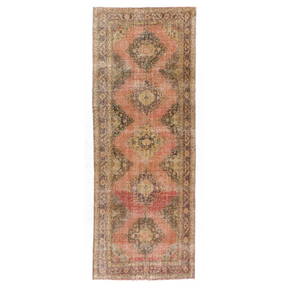 Handmade Vintage Turkish Village Runner Rug for Hallway