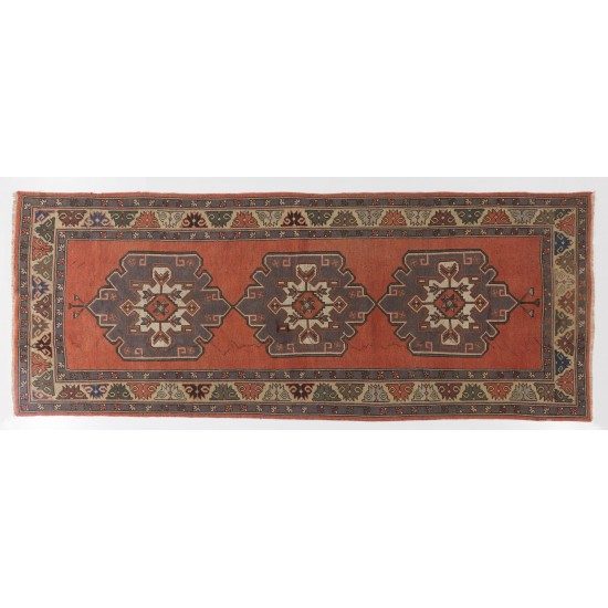 Antique Hand Knotted Central Anatolian Runner with Wool Pile One of a Kind Antique Hand Knotted Central Anatolian Runner with Wool Pile One of a Kind