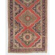 Vintage Handmade Oushak Wool Runner Rug in Red and Indigo