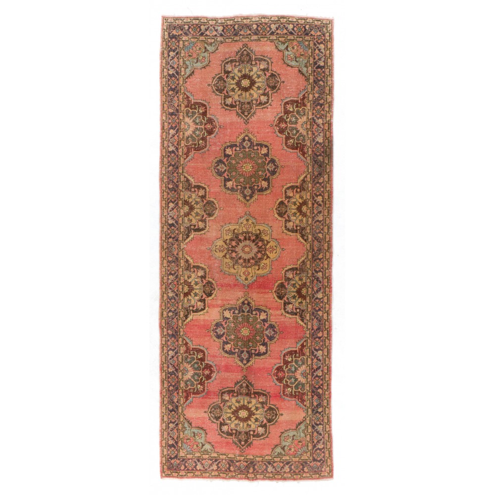 Handmade Vintage Konya-Sille Runner Rug. Tribal Style Hallway Runner
