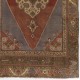 Vintage Hand Knotted Red and Blue Turkish Area Rug with Soft Wool Pile