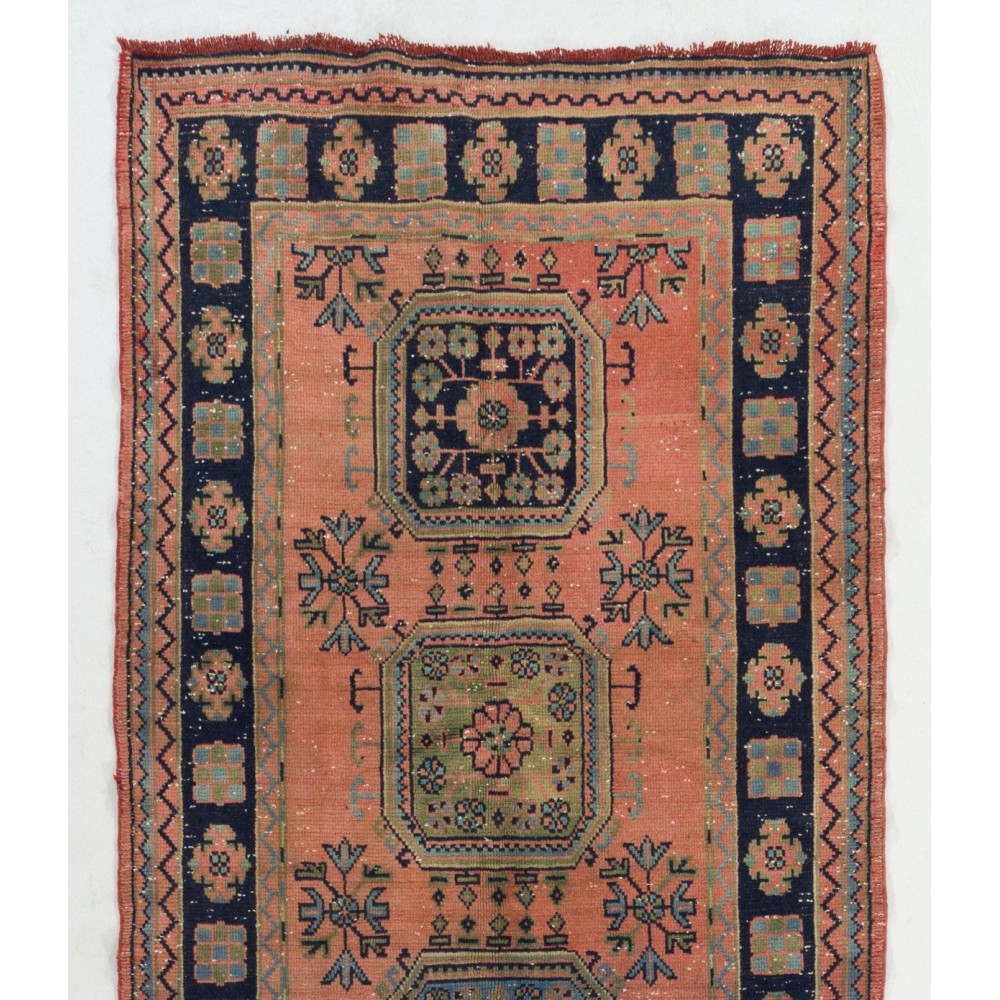 One-of-a-Kind Vintage Handmade Turkish Village Runner Rug for Hallway