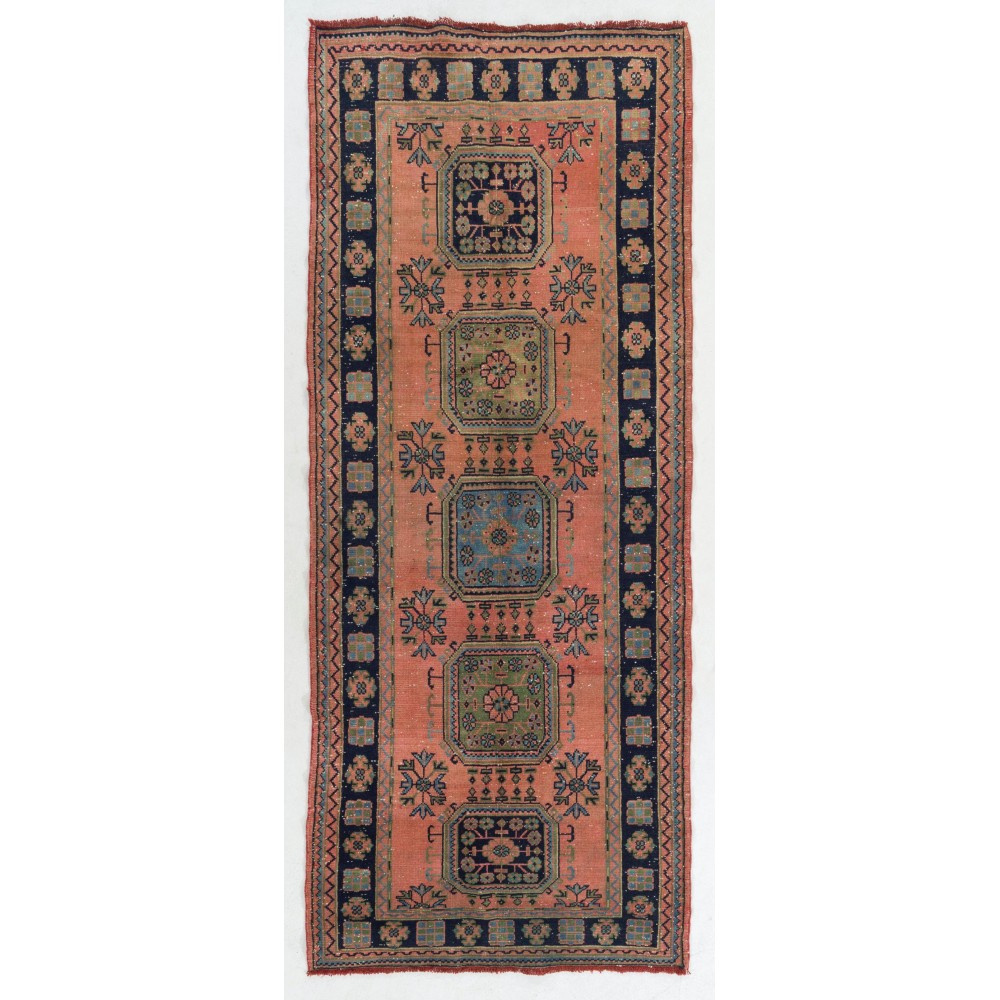 One-of-a-Kind Vintage Handmade Turkish Village Runner Rug for Hallway
