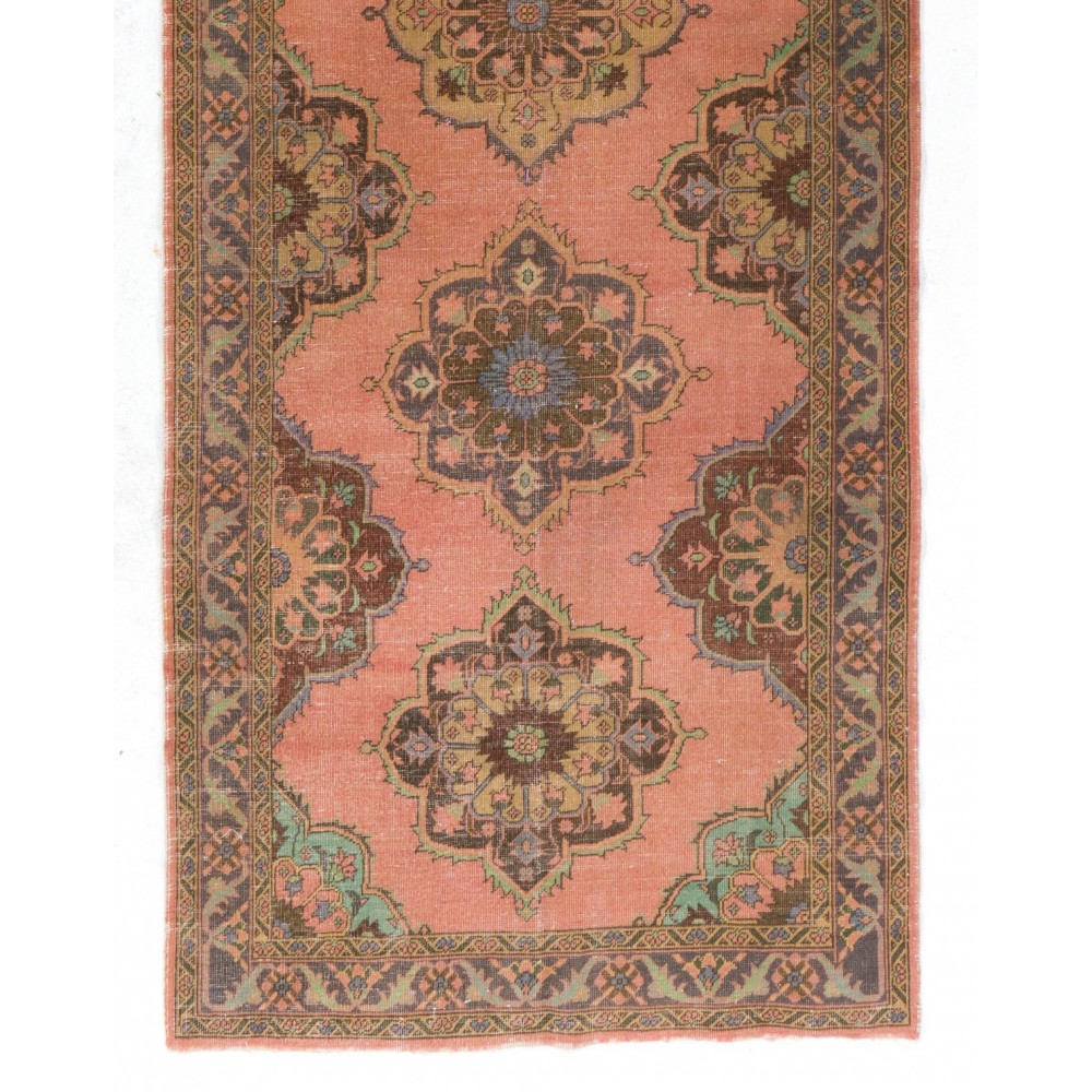 One-of-a-Kind Handmade Vintage Turkish Village Runner Rug for Hallway Decor