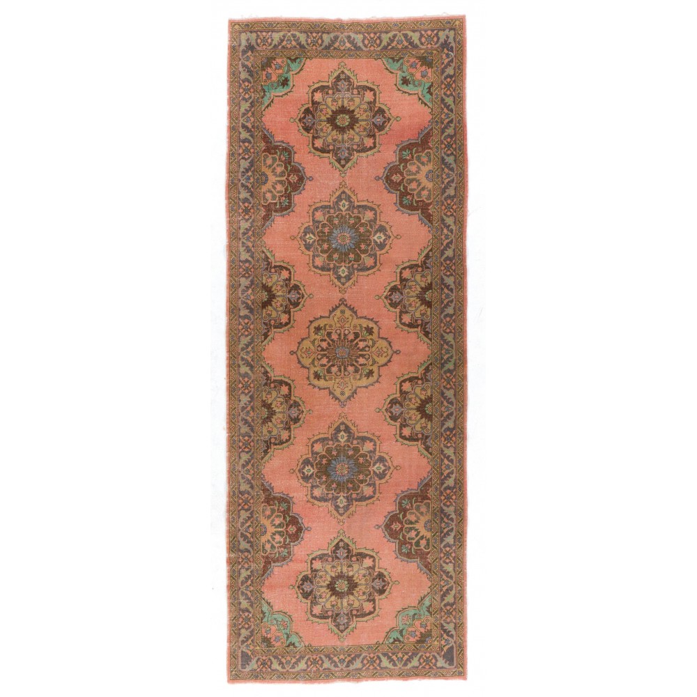 One-of-a-Kind Handmade Vintage Turkish Village Runner Rug for Hallway Decor
