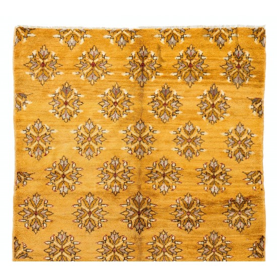 Mid-Century Handmade Karapinar Rug in Butterscotch Yellow, 100% Wool