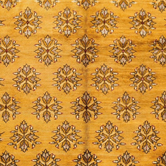 Mid-Century Handmade Karapinar Rug in Butterscotch Yellow, 100% Wool