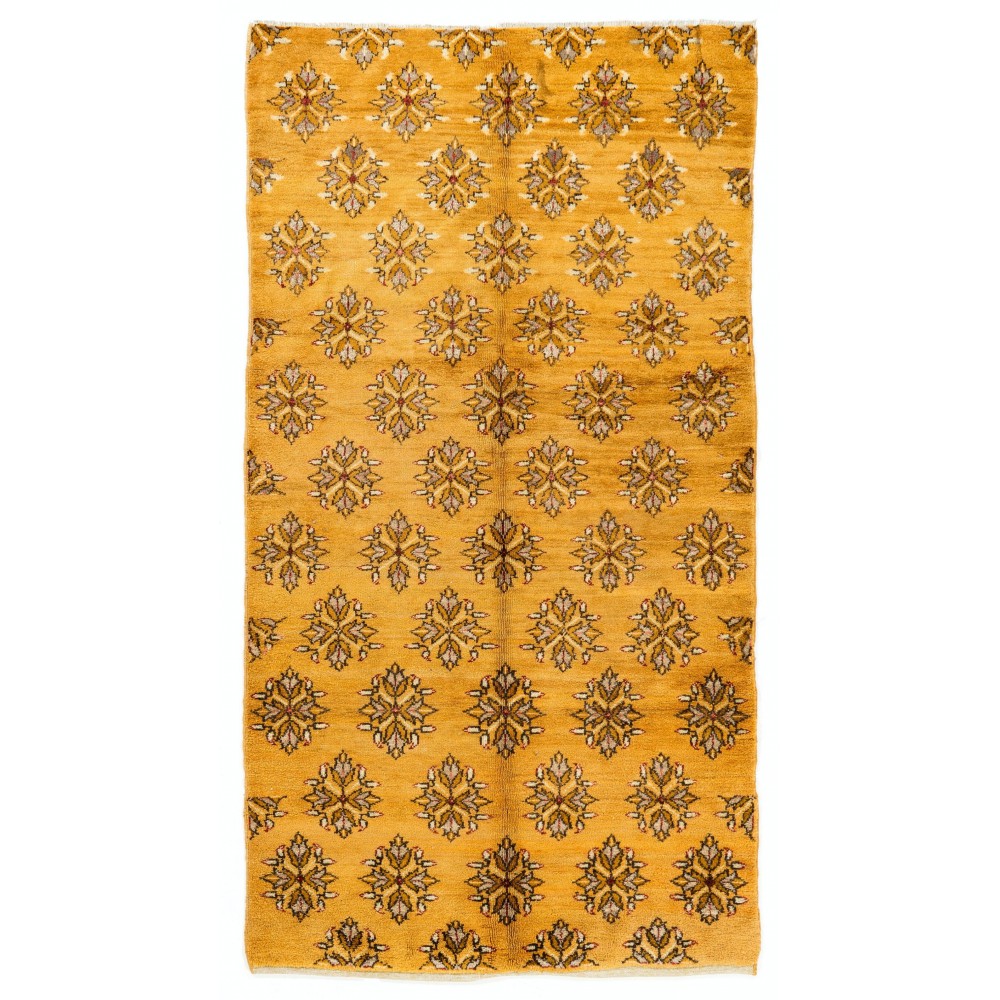 Vintage Handmade Turkish Karapinar Rug in Butterscotch Yellow, 100% Wool