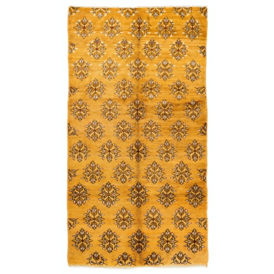 Vintage Handmade Turkish Karapinar Rug in Butterscotch Yellow, 100% Wool