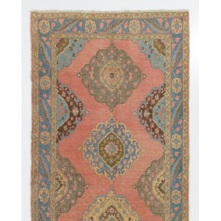 Vintage Handmade Turkish Oushak Runner Rug for Hallway