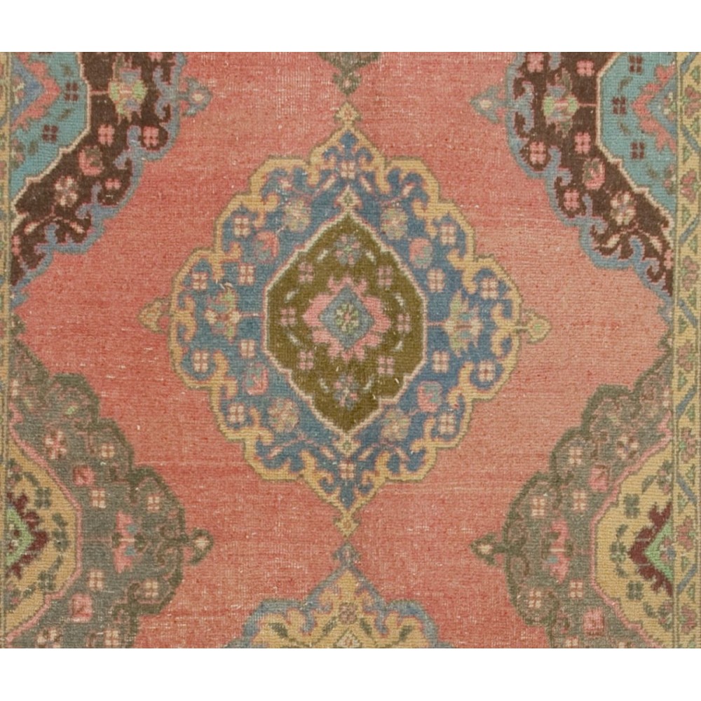 Vintage Handmade Turkish Oushak Runner Rug for Hallway