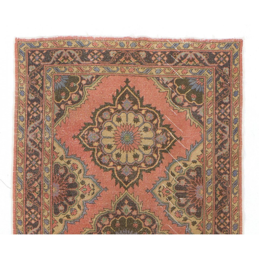 Vintage Central Anatolian Village Runner Rug. Handmade Carpet for Hallway