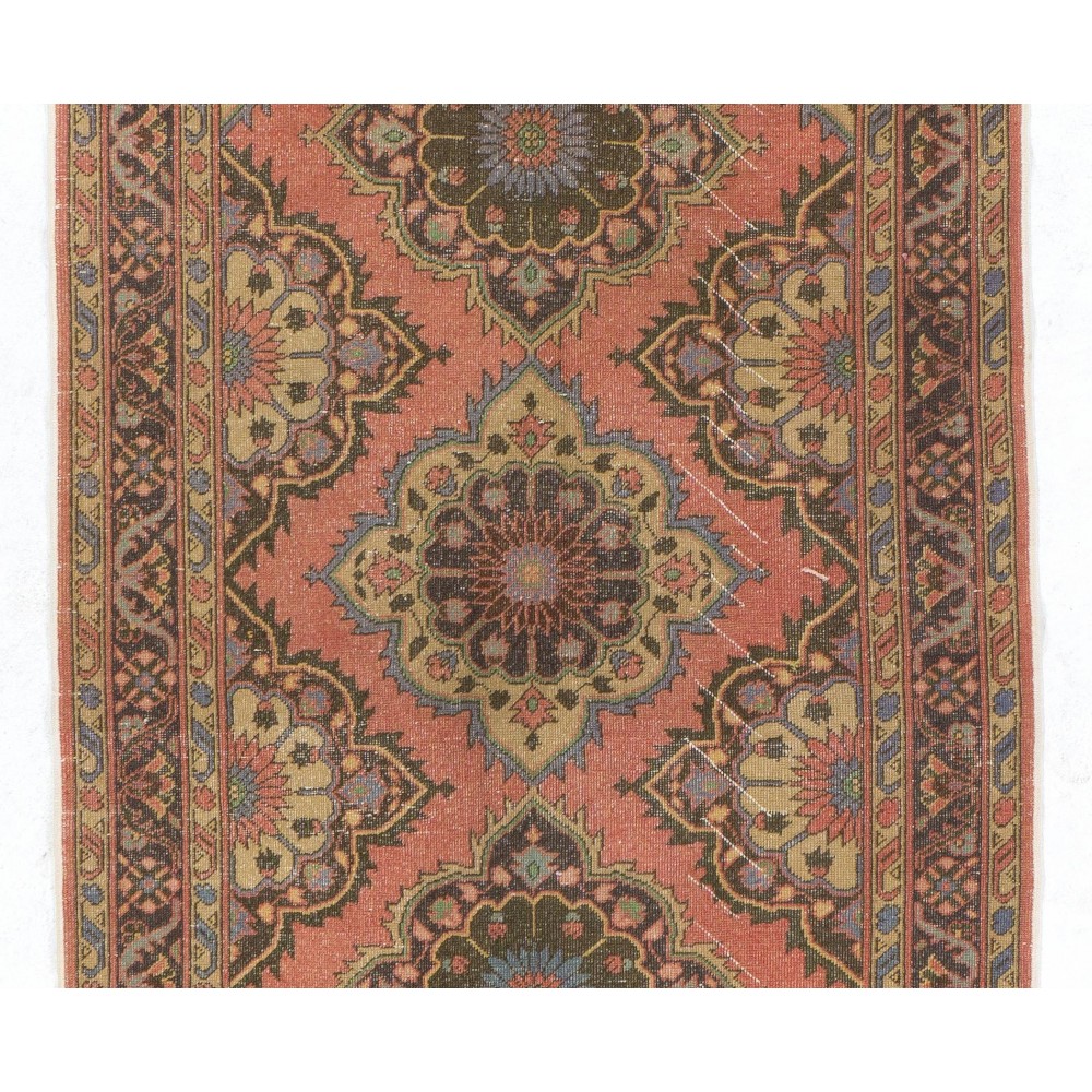 Vintage Central Anatolian Village Runner Rug. Handmade Carpet for Hallway