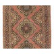 Vintage Central Anatolian Village Runner Rug. Handmade Carpet for Hallway