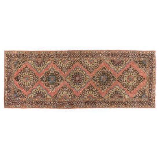 Vintage Central Anatolian Village Runner Rug. Handmade Carpet for Hallway