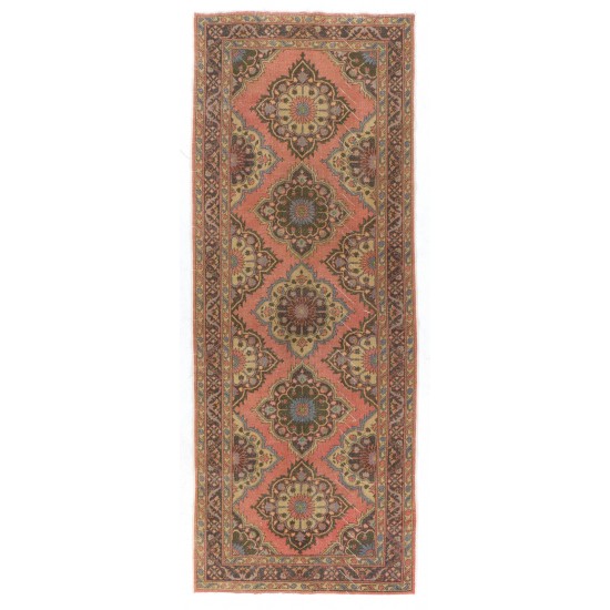 Vintage Central Anatolian Village Runner Rug. Handmade Carpet for Hallway