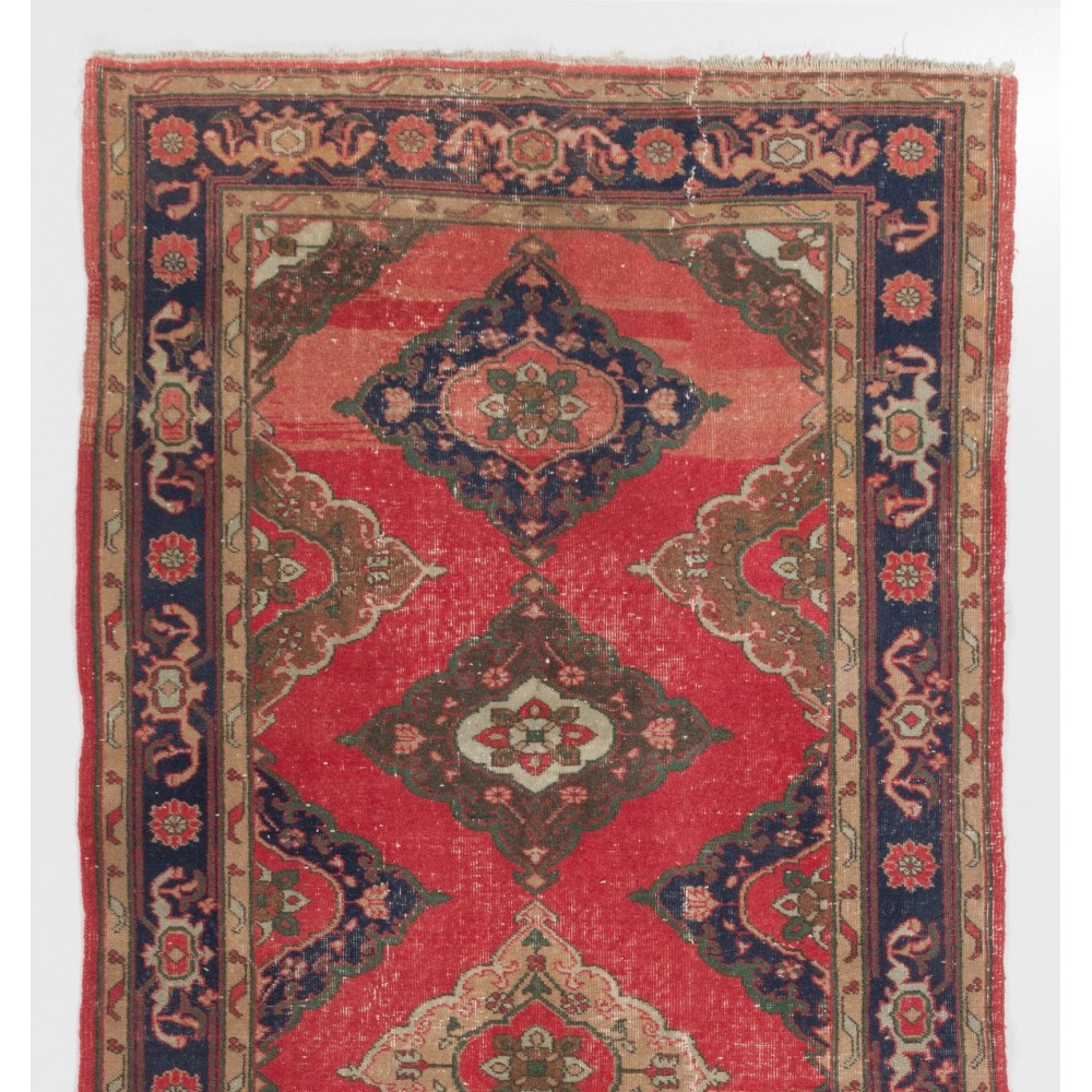 Vintage Anatolian Village Runner. Hand-knotted Wool Rug for Hallway