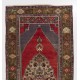 Vintage Anatolian Village Rug, Traditional Wool Oriental Rug in Red and Blue