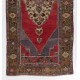 Vintage Anatolian Village Rug, Traditional Wool Oriental Rug in Red and Blue