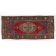 Vintage Anatolian Village Rug, Traditional Wool Oriental Rug in Red and Blue