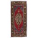 Vintage Anatolian Village Rug, Traditional Wool Oriental Rug in Red and Blue