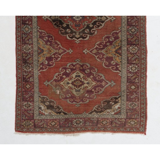 Hand-Knotted Vintage Anatolian Runner Rug. Tribal Style Hallway Runner